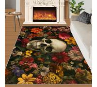 XEODIAT Tapis gothique pour salon, chambre à coucher, salon, cuisine - Motif tête de mort - 60 x 110 cm