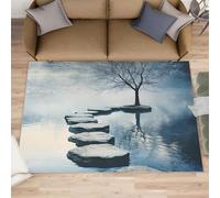 XEODIAT Tapis paysage clair et ombre, 140 x 200 cm, tapis de chemin en pierre pour salon, chambre à coucher, reflet d'un arbre solitaire, tapis de chevet pour salle à manger, facile à nettoyer