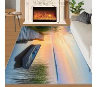 XEODIAT Tapis pour salon, chambre à coucher, salon, cuisine - Motif bateau sur une promenade en bois - 120 x 180 cm