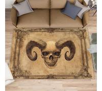 XEODIAT Tapis rétro pour chambre à coucher et salon, motif tête de mort incurvé, tapis antidérapant, facile à nettoyer - Motif tête de mort - 180 x 240 cm