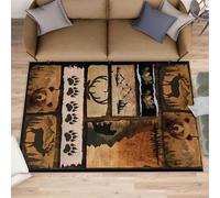 XEODIAT Tapis Rustique pour Chambre à Coucher, Motif Paysage Naturel, Ours, élan et cerf, Tapis de Campagne pour Salon, Lavable, antidérapant, décoration d'intérieur, 180 x 240 cm