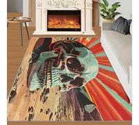 XEODIAT Tapis vintage motif squelette du désert gothique effrayant tête de mort lavable tapis de sol doux et moelleux pour salon chambre à coucher 80 x 150 cm