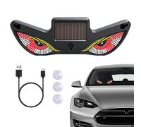 Xepasiay Feu D'Avertissement LED Solar Eye,Décoration D'Avertissement LED Dynamique À Énergie Solaire Et USB - Décoration Lunette Arrière Voiture | Pour Nuit Vélo Moto Arrière Chariot Véhicules Fête