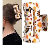 Xepeelo Pinces à cheveux en forme de citrouille d'automne en érable - Pinces à cheveux rectangulaires pour Thanksgiving - Pince à cheveux rectangulaire - Motif fleur de dinde - Accessoires de cheveux