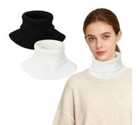 XEPST 2 Faux Col Femme, Col Chemise Femme Amovible Faux Col Roulé Chaleur Hivernale, Noir et Blanc