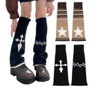 XEPST 2 Paires Jambières Guêtres Femme, Jambières Harajuku Genouillères Truicotés Leg Warmer pour Femme, Hiver Chaud Tricoté Guêtres Yoga Fitness Danse Y2K Leg Warmers pour Femme et Fille