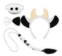 XEPST Ensemble de Costumes de Vache Animal, Bandeau Oreilles et Queue de Vache Noeud Papillon pour Cosplay Fête d'Anniversaire Halloween