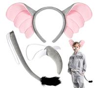 XEPST Ensemble oreilles et queue d'éléphant, ensemble de costume d'éléphant animal avec bandeau d'oreille, nez et queue pour costume d'animal Cosplay anniversaire Halloween déguisement fête