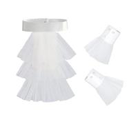 XEPST Set de Col Jabot et Manchettes 3 Pièces Unisex Renaissance Dentelle, Victorienne Dentelle Jabot Costume Accessoire pour Femmes Hommes, pour Fête Carnaval Halloween