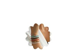 Xerling Lot de 7 bracelets de perles multicolores de style bohème pour femmes et filles - Bracelets élastiques à perles extensibles à plusieurs couches