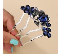 Xerling Peigne à cheveux en forme de larme bleue en cristal avec dents pour mariage - Accessoires de cheveux décoratifs pour femmes et filles (bleu)