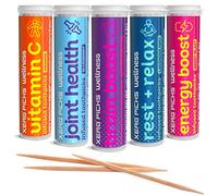 Xero Picks Wellness - Cure-dents aromatisés infusés pour une haleine fraîche et une prévention de la bouche sèche de longue durée - 100 Picks - Lot de 5 variétés