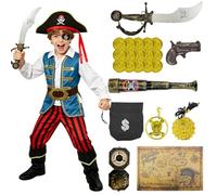 Xerteam Costume Pirate Enfant, Deguisement Pirate Enfant Accessoires Pirates, décoration pirate pour anniversaire d'enfants, costumes d'Halloween pour enfants 4-9 ans