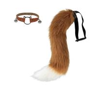 Xerteam Ensemble d'accessoires de costume de renard, col en fourrure de renard super énorme avec clochette, taille réglable pour homme et femme, costume d'animal pour cosplay, fête costumée