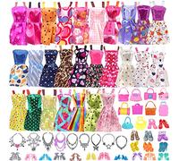 Xerteam Ensemble de 42 vêtements et accessoires de poupée, 15 jupes porte-jarretelles, 10 chaussures, 12 bijoux, 5 sacs pour poupée Barbie de 29 cm (style aléatoire)