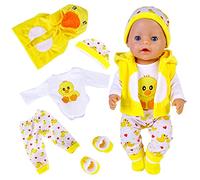 Xerteam Robes de poupée 18 pouces, avec chapeau, chaussettes, pantalon et gilet, petits canards, vêtements pour filles, 35-45 cm