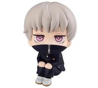 XESAGSNV Décorations décoratives de bureau, décorations d'anime Jujutsu Kaisen, figurines Geto Suguru, regardant vers le haut, assis dans la paume, modèles d'ornement d'anime, décorations de gâteaux