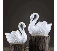 XESAGSNV Pot De Fleurs en Forme De Cygne 2 Pièces, Four en Porcelaine Blanche à Haute Température Transformé en Pot De Fleurs en Porcelaine Charnue, Décoration Exquise