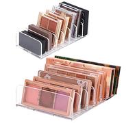 Xespis 2 Pièces Rangement Palette Maquillage, Organisateur Maquillage avec 7 Compartiment, Rangement Coiffeuse en Acrylique, Rangement Maquillage pour Palettes d'ombres à paupières