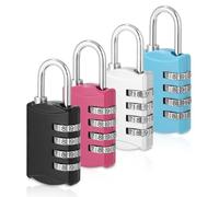 Xespis 4 Pièces Cadenas Code, Cadenas 4 Chiffres, Cadenas Code Exterieur Résistant aux Intempéries, Cadenas Casier Alliage de Zinc, pour Abri de Jardin, Gym, Garage, École