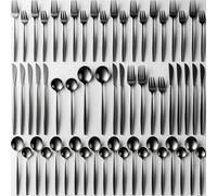 Xespis Couverts de Table 12 Personnes, Couvert Noir, Ménagère 60 Pièces en Acier Inoxydable, avec Couteau Fourchette Cuillère et Lavables au Lave-Vaisselle, pour Maison, Fête, Restaurant