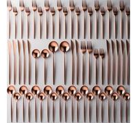 Xespis Couverts de Table 12 Personnes, Couvert Or Rose, Ménagère 60 Pièces en Acier Inoxydable, avec Couteau Fourchette Cuillère et Lavables au Lave-Vaisselle, pour Maison, Fête, Restaurant