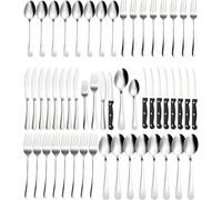 Xespis Couverts de Table 12 Personnes, Ménagère 72 Pièces en Acier Inoxydable, avec Couteau Fourchette Cuillère, Polis et Lavables au Lave-Vaisselle, pour Maison, Fête, Restaurant