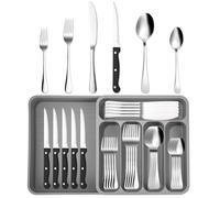 Xespis Couverts de Table 6 Personnes, Ménagère 36 Pièces en Acier Inoxydable, avec Couteau Fourchette Cuillère et Range Couverts, Polis et Lavables au Lave-Vaisselle, pour Maison, Fête, Restaurant