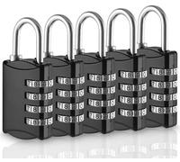 Xespis Lot de 5 Cadenas Code, Cadenas Code 4 Chiffres, Petit Cadenas Code, en Alliage de Zinc, Résistant aux intempéries, pour Casier, Bagage, Valise