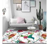 XESZIEO Tapis De Couloir,Lavable Antiderapant Tapis Cuisine,Tapis Chambre,Tapis pour Salon,Fleur colorée Oiseau Tapis DéCoratif,90 X 150 cm