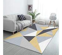 XESZIEO Tapis Salon Lavable Tapis Chambre Pile Courte Tapis Gris Jaune géométrique Rectangulaire Tapis Antidérapant Intérieur Moelleux pour Chambre,120 x 180 cm
