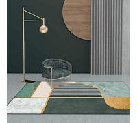 XESZIEO Tapis Salon Lavable Tapis Chambre Pile Courte Tapis Vert géométrique Jaune Rectangulaire Tapis Antidérapant Intérieur Moelleux pour Chambre,120 x 180 cm