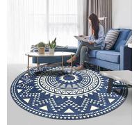 XESZIEO Tapis Salon Rond,Tapis Rond Doux Et Lavable pour Chambre à Coucher,éTude,Bureau, Couloir, Géométrique coloré,Ø 130 cm