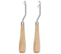 Xetpc Lot de 2 aiguilles à nouer en bois - Crochets incurvés avec poignée - Pour débutants - Pour la fabrication de tapis, les extensions de cheveux et les projets de bricolage