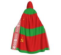 XEUYXF Cape à capuche imprimée drapeau de la Biélorussie pour Halloween | Cape de 185 cm - Accessoire pour fête de vacances - Pour homme et femme