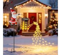 Xevinas Arrosoir solaire pour lampes solaires extérieures pour l'extérieur - Père Noël - LED - Décoration de jardin - Guirlande lumineuse d'extérieur - Pour jardin, chemin de cour (multicolore) (D)