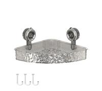 Xevinas Étagère d'angle à ventouse avec support ondulé - Étagère de salle de bain à ventouse - Pas de perçage - Étagère de rangement pour robinet de douche et cuisine (B)