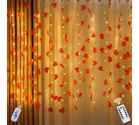 Xevinas Guirlande lumineuse d'automne - 100 LED - Feuilles d'érable - Rideau lumineux USB - Avec minuteur - 8 modes d'éclairage - Guirlande d'automne - Feuilles d'automne - Pour Halloween