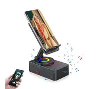 Xevinas Haut-parleur Bluetooth avec support pour téléphone portable, boîte à musique tout-en-un, angle de vision réglable à 360°, boîte de son portable sans fil, Bluetooth, 1500 mAh, cadeau pour homme