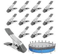 Xevinas Lot de 12 pinces en métal pour piscine avec design anti-rayures - Pinces de fixation pour bâche de piscine - Avec film de protection pour bâche de piscine - Pinces à ressort d'hiver