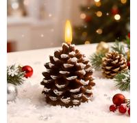 Xevinas Lot de 2 bougies LED sans flamme en forme de pommes de pin avec minuterie - Avec mèche mobile - Flamme réaliste - Pour décoration de Noël - Bâton de neige (B)