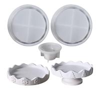 Xevinas Lot de 2 moules ronds en silicone - Moule en silicone - Assiettes en S - Moule en silicone - Moule à couler - Plateau DIY - Assiettes à thé aux fruits - Dessous de verre