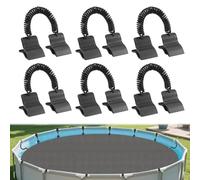 Xevinas Lot de 6 pinces de serrage pour piscine avec corde à ressort, réutilisables et fiables, pour la plupart des tailles et formes de piscine
