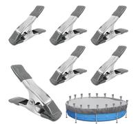 Xevinas Lot de 6 pinces en métal pour piscine - Avec design anti-rayures - Pinces de fixation pour bâche de piscine - Avec film de protection pour bâche de piscine - Pinces à ressort d'hiver