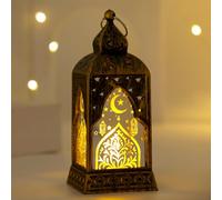 Xevinas Ramadan Lanterne décorative LED Ramadan Lampe de décoration Lune Étoile Symbole Ramadan Lumières Aïd Mubarak Décoration pour musulman Décoration islamique (A)