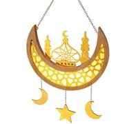 Xevinas Veilleuse LED décorative Ramadan Aïd Mubarak - Ornements en bois - Décoration de table pour Ramadan Kareem Bayram (A)