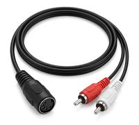 Xevtrak Câble RCA Mâle 5 Broches, Écrou DIN 2RCA avec Blindage Anti-Interférence OFC, Adaptateur Din 5 Broches, Longueur 1,5 Mètres, Rallonge Din 5 vers RCA pour Amplificateur et Platine Vinyle