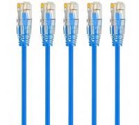 Xevtrak Cable RJ45 Cat 6A Bleu 0.5 Mètre, Câble Ethernet Cat 6 10 Gbps 550 MHz, Câble Réseau 28 AWG Cuivre Pur, Lot de 5 Câbles LAN Ethernet Courts, Cordon de Brassage Ultra Fin pour Armoire Réseau