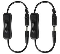 Xevtrak Interrupteur Marche/Arrêt en Ligne CC 5,5 X 2,1 Mm, Câble CC avec Interrupteur À Bascule, Connecteur Mâle vers Femelle, Rallonge Alimentation Bande Lumineuse, Caméra De Sécurité, 2 Pièces