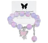 Xeyau Always Believe in Yourself Bracelet papillon assorti pour couple - Corde en nylon - Bracelet à breloques papillon porte-bonheur bleu pour femme, Middle, Nylon, Pas de gemme